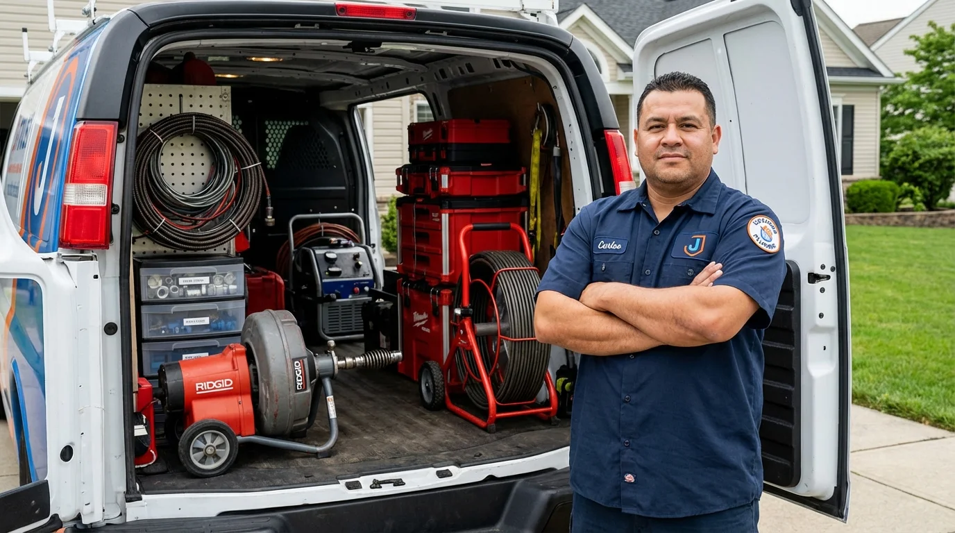 Professional drain cleaning equipment and Johns Plumbing LLC plumber in Cedar Falls