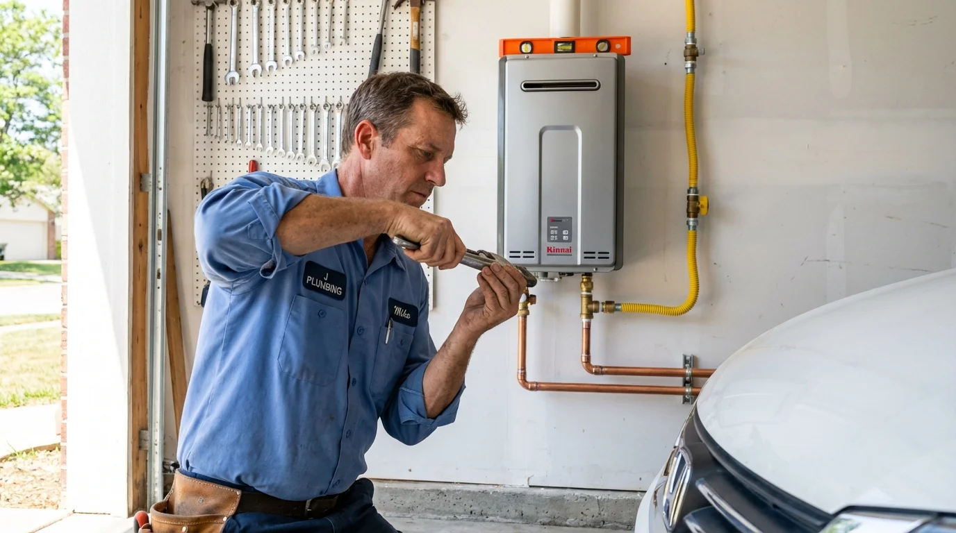 Tankless water heater installation by a Johns Plumbing LLC plumber in Cedar Falls